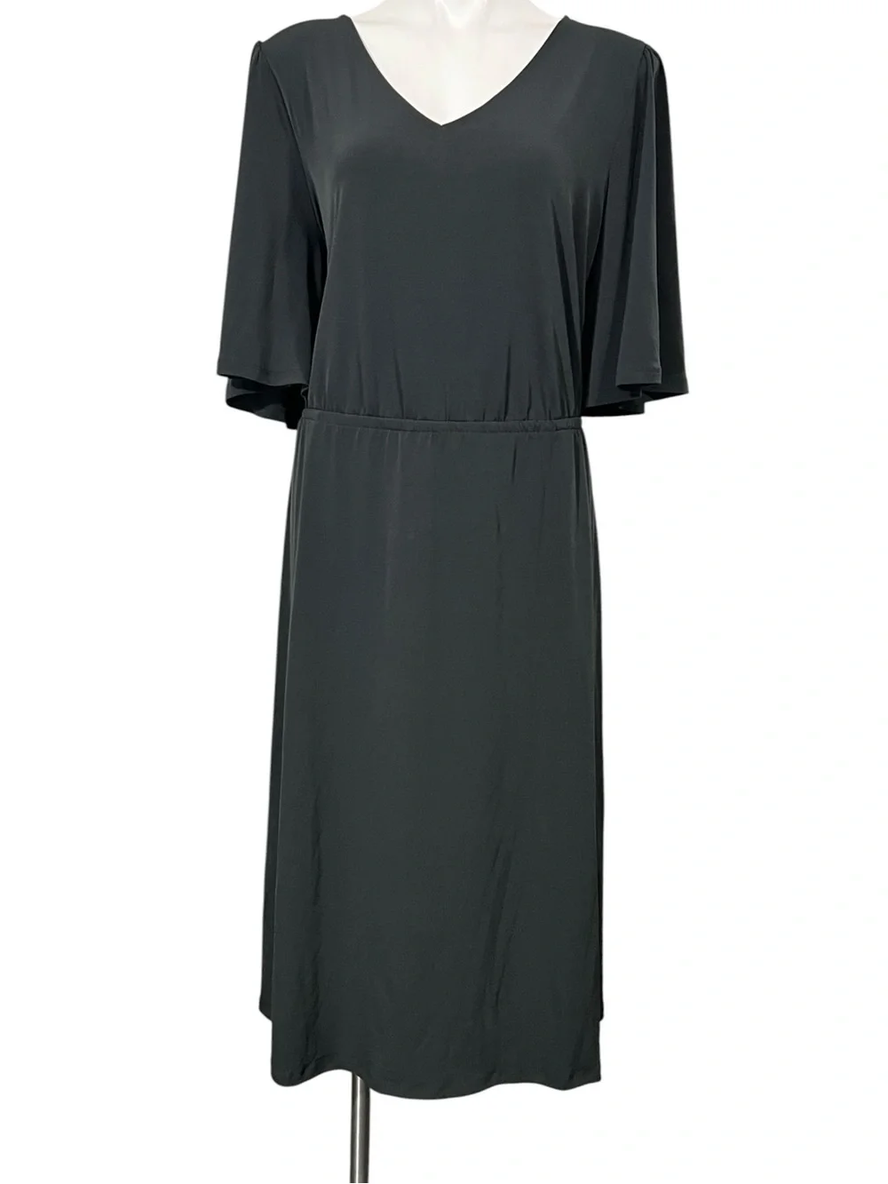 Girls with Curves midi dress XL(16-18) Black V-Neck Midi stretch office fall
